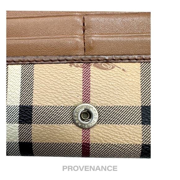 🔴 Burberry Long Snap Wallet - Haymarket Check Brown - Picture 12 of 12